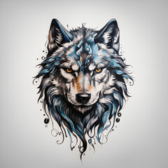 Wolf tattoo isolated on a white background