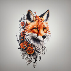 Obraz premium Fox tattoo isolated on a white background