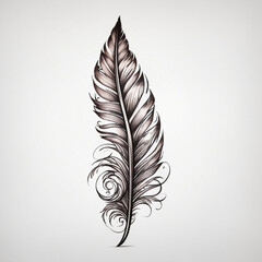 Feather tattoo isolated on a white background