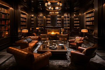 bar Lounge in a Sophisticated Hotel - obrazy, fototapety, plakaty