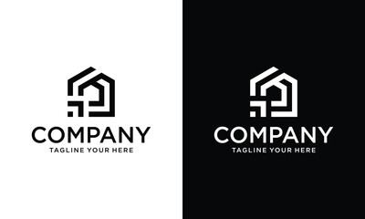 Minimal Home arrow logo design vector template