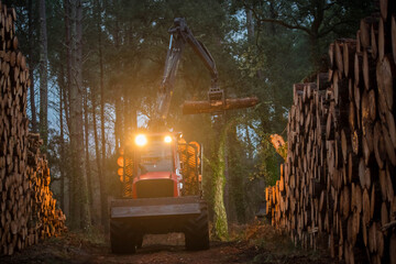 Machinery for the forestry industry and transport of wood at night - 721453909