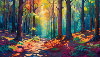 Obraz na płótnie Canvas A surreal forest path.