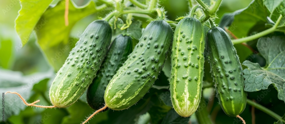 Canvas Prints Bountiful Harvest: Triple the Joy with a Growing Cucumber Plant, Cucumber Harvest, and Abundant Cucumber Harvest