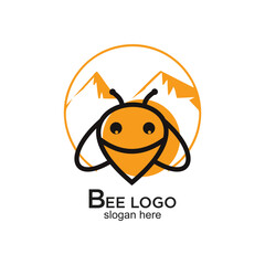 Bee logo design simple concept Premium Vector