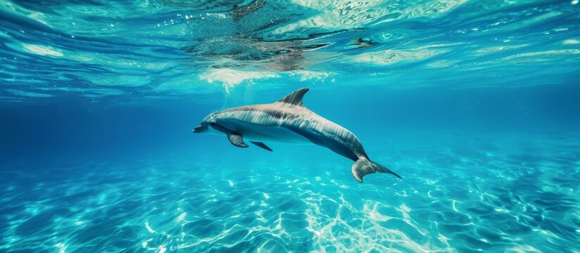 Beautiful Blue Water: Mesmerizing Image of Dolph Swimming in Beautiful Blue Water
