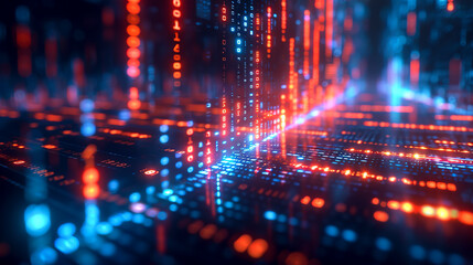 Fototapeta premium Digital Data Stream in Cyber Network Space created with Generative AI technology