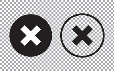 Obraz premium check mark rejected icon in a circle. cross symbol in black color, vector illustration.