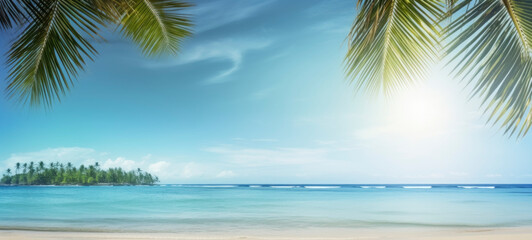 Fototapeta na wymiar Tranquil Beach Paradise with Palm Trees