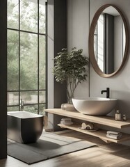 Modern Minimalist Style Bathroom - Japanese or Eastern Inspired Interior Design - Bathroom with Zen-styled Atmosphere