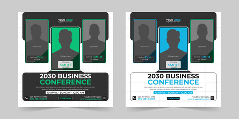 Editable business live webinar conference square social media post and digital marketing promotion advertising banner design template	
