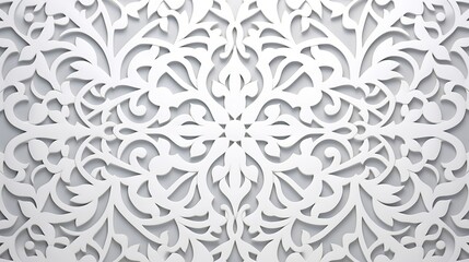Use modern materials and technologies to create stencil pattern ornaments for interior decor, and design walls and ceilings with a white background. - obrazy, fototapety, plakaty