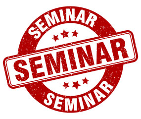 seminar stamp. seminar label. round grunge sign