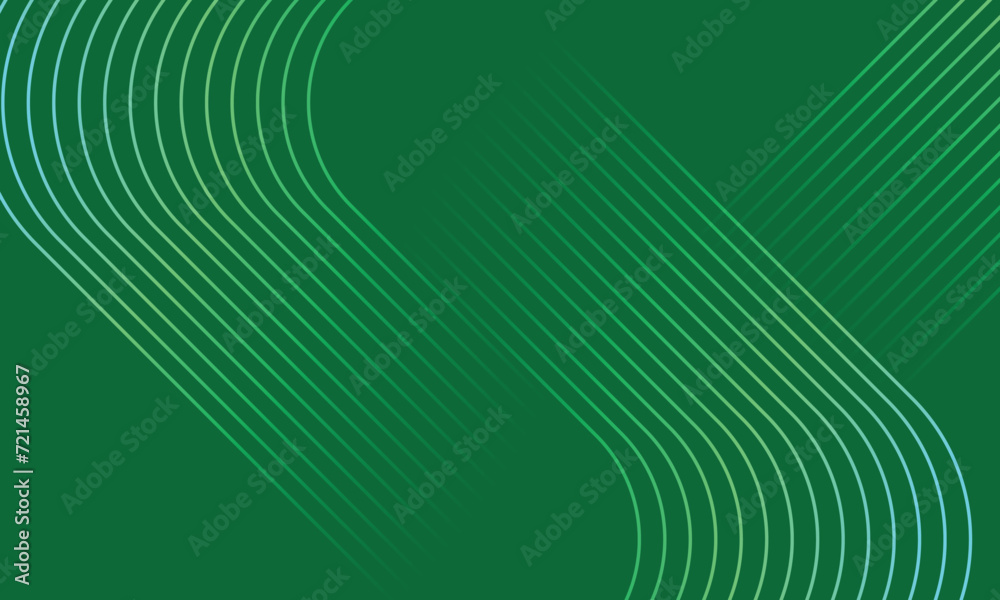 Poster abstract futuristic glowing rounded stripe lines on green.