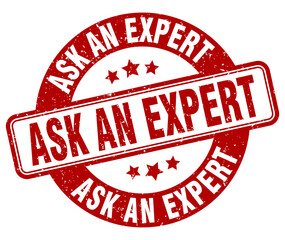 ask an expert stamp. ask an expert label. round grunge sign