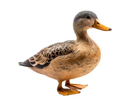Wooden Duck Decoy, isolated on a transparent or white background