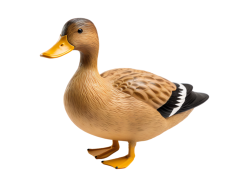Wooden Duck Decoy, isolated on a transparent or white background