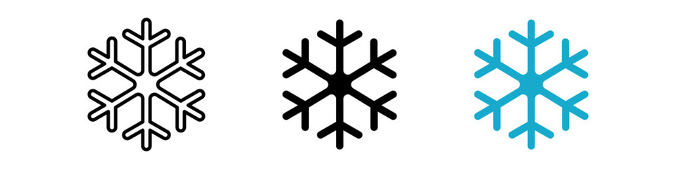 Snowflake icon set. Snow vector set. Christmas snow icon set. Isolated graphic illustration snowfall. Simple snowflake icon in vector design flat style