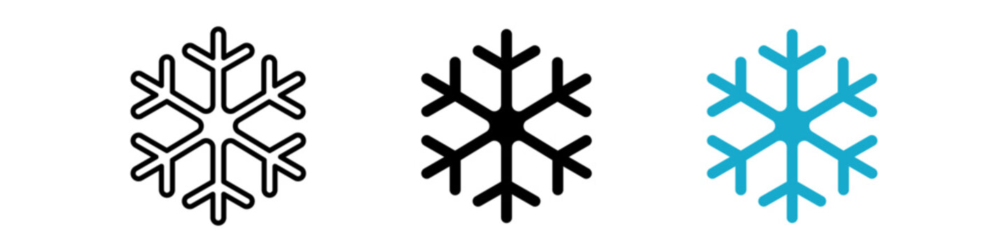 Snowflake icon set. Snow vector set. Christmas snow icon set. Isolated graphic illustration snowfall. Simple snowflake icon in vector design flat style