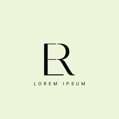 ER Letter Logo Design Vector Template. Alphabet Initial Letter ER Logo Design With Glossy Reflection Business Illustration