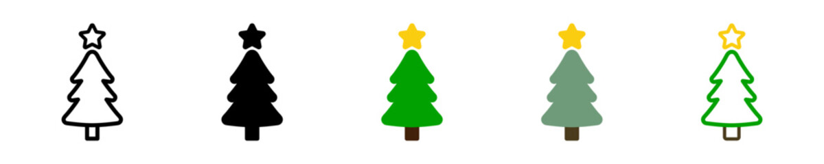Pine icon set. Fir tree vector set. Christmas tree icon set. Isolated graphic illustration pine. Simple Tree icon in vector design flat style