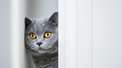 British Shorthair cat peeking 3
