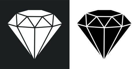 Brilliant icon set. Simple expensive diamond. Isolated graphic illustration featuring gem symbols. Precious crystal in vector design style - obrazy, fototapety, plakaty