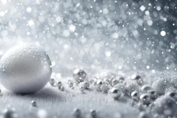 silver christmas ball on snow