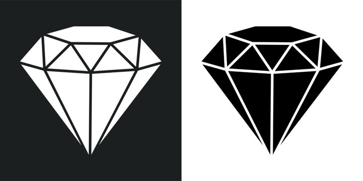 Brilliant icon set. Simple expensive diamond. Isolated graphic illustration featuring gem symbols. Precious crystal in vector design style