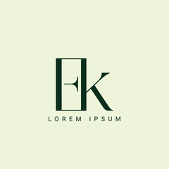 EK Letter Logo Design Vector Template. Alphabet Initial Letter EK Logo Design With Glossy Reflection Business Illustration