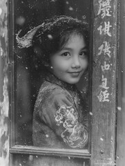 Portrait of a young girl on Chinese New Year