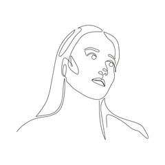 One single endless line woman face portrait