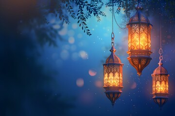Arabic lantern of Ramadan celebration background.