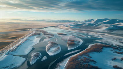 Aerial View of the Siberian Landscape