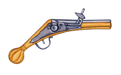 watercolor antique gun