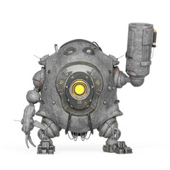 heavy metal mech ball have a gun on white background