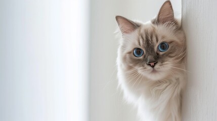 Obraz premium Ragdoll cat peeking around corner 2