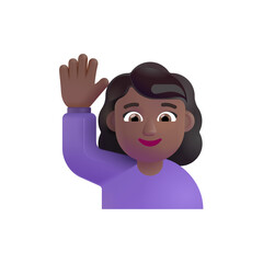  Woman Raising Hand: Medium-Dark Skin Tone