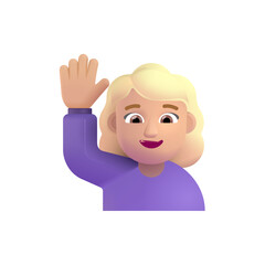  Woman Raising Hand: Medium-Light Skin Tone