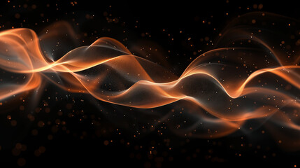 Obraz premium Abstract orange smoke wave on black background.