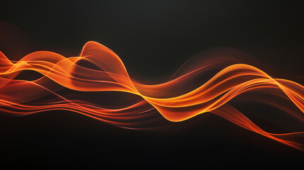 abstract orange smoke wave on black background, abstract lines for background