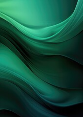 Green abstract background with smoke waves. Generative AI.