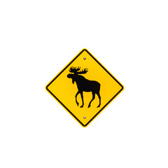 Beware of moose road sign in National Park, Quebec, . Watch out for moose.