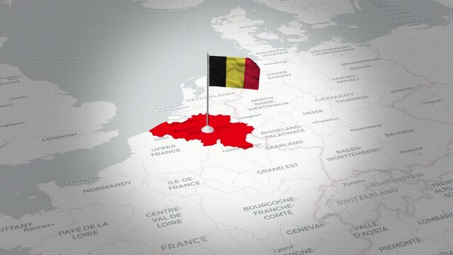 Belgium's Map and Flag in Aerial Views