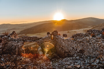 Panoramic view from the hill Avantas byzantine castle Alexandroupolis, Evros region Greece, sunset...