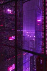 Futuristic Cityscape: Modern Technology and Digital Network Concept in an Abstract Urban Background