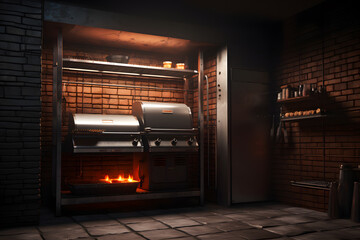 BBQ room with skewer grills