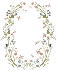 Flowers and Butterflies floral frame png wedding designn