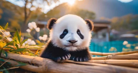 Deurstickers Ai generated Cute baby panda ,panda © Prashant