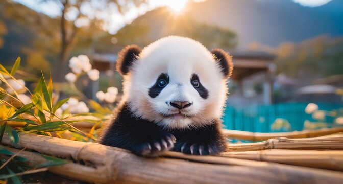 Ai generated Cute baby panda ,panda